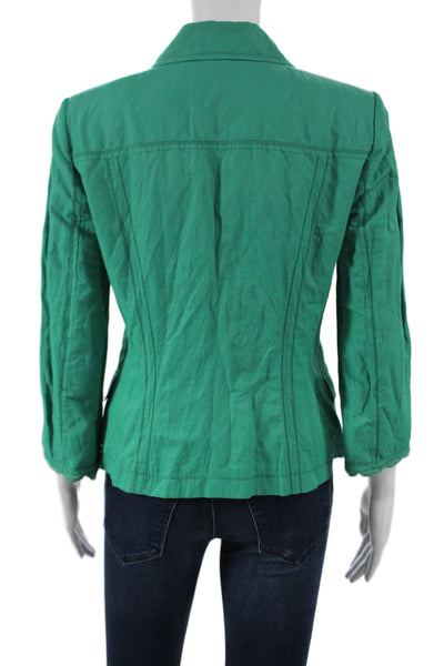 Elie Tahari Womens Green Cotton Blend 3/4 Sleeve Jacket Size S