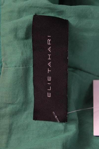 Elie Tahari Womens Green Cotton Blend 3/4 Sleeve Jacket Size S