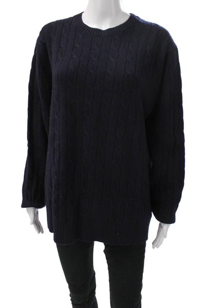 Brooks Brothers Mens Blue Lambswool Crew Neck Pullover Sweater Size L
