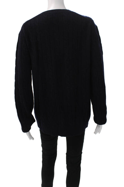 Brooks Brothers Mens Blue Lambswool Crew Neck Pullover Sweater Size L