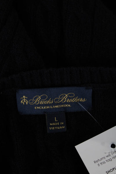 Brooks Brothers Mens Blue Lambswool Crew Neck Pullover Sweater Size L