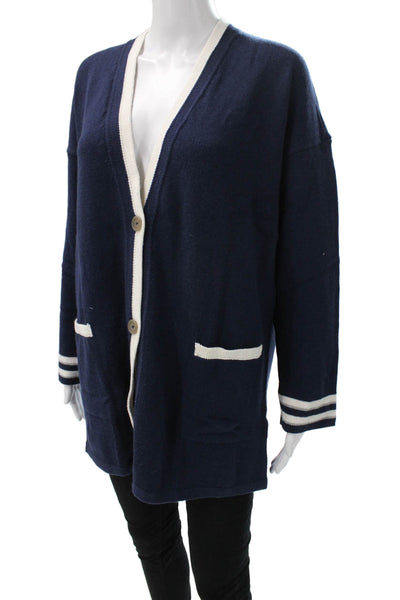 Nic + Zoe Women Blue Cotton V Neck Long Sleeve Cardigan Size M