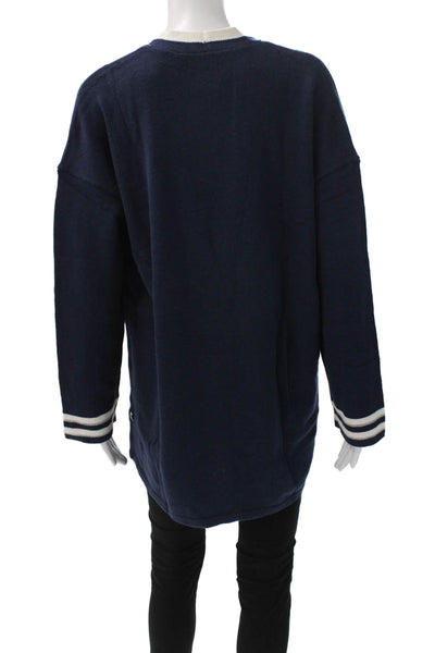 Nic + Zoe Women Blue Cotton V Neck Long Sleeve Cardigan Size M
