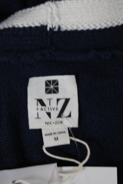 Nic + Zoe Women Blue Cotton V Neck Long Sleeve Cardigan Size M
