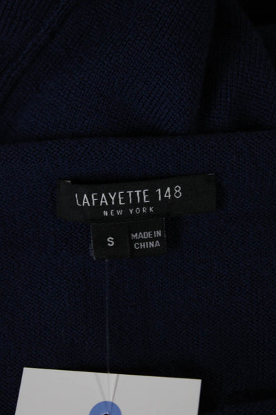 Lafayette 148 NY Womens Tunic Sweater Wool Boat Neck Blue 3/4 Sleeve Size S