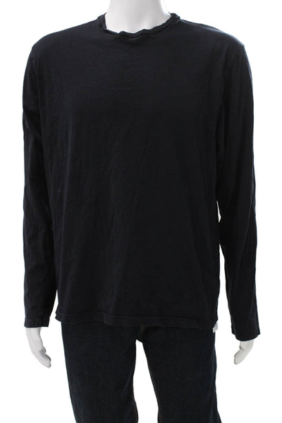 Velvet Man Mens Black Cotton Crew Neck Long Sleeve T-Shirt Size XL