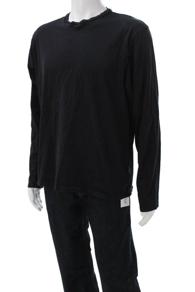Velvet Man Mens Black Cotton Crew Neck Long Sleeve T-Shirt Size XL