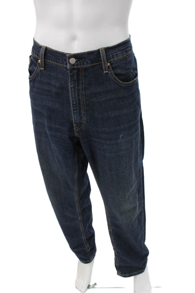 Levis Mens Straight Jeans Blue Button Cotton Size 40