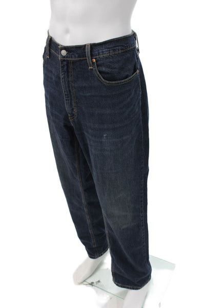 Levis Mens Straight Jeans Blue Button Cotton Size 40