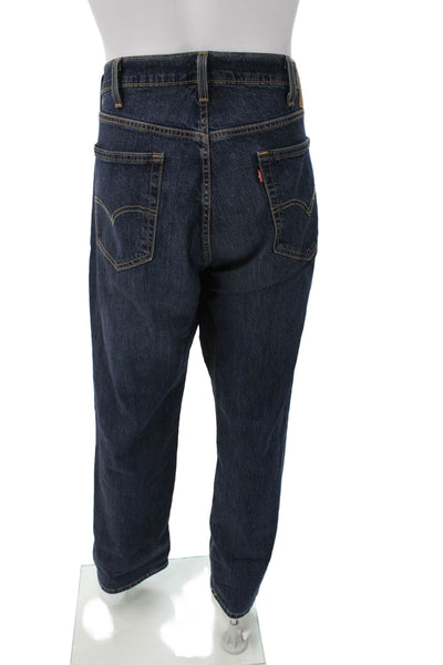 Levis Mens Straight Jeans Blue Button Cotton Size 40
