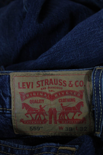 Levis Mens Straight Jeans Blue Button Cotton Size 40