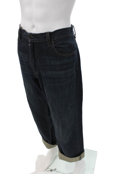 Levis Mens Straight Jeans Blue Button Fly Cotton Size 36
