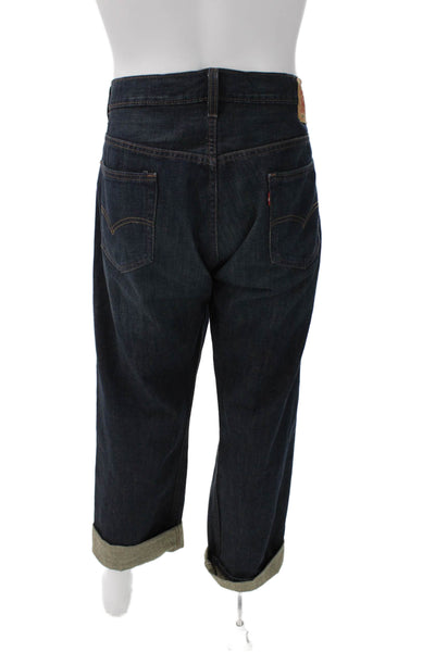 Levis Mens Straight Jeans Blue Button Fly Cotton Size 36