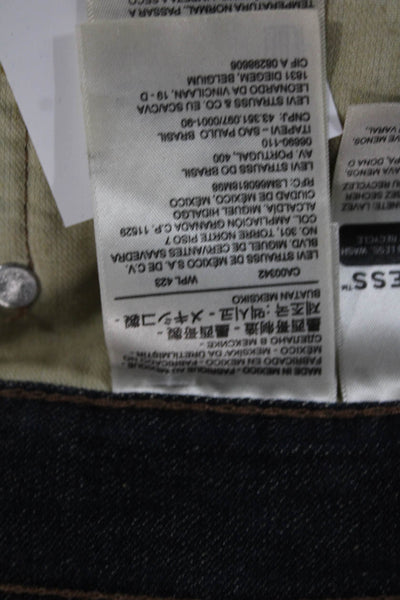 Levis Mens Straight Jeans Blue Button Fly Cotton Size 36