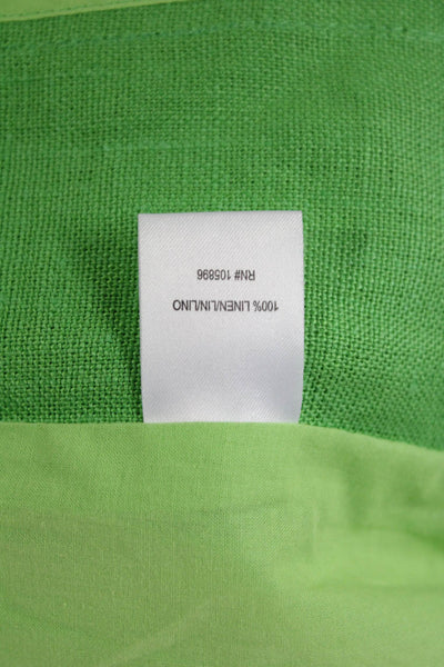 Worth Womens Basic Jacket Green Linen Button Long Sleeve Size 8