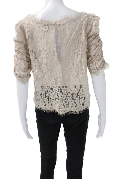 Joie Womens Basic Floral Boat Neck Button Nylon Blouse 3/4 Sleeve Size M