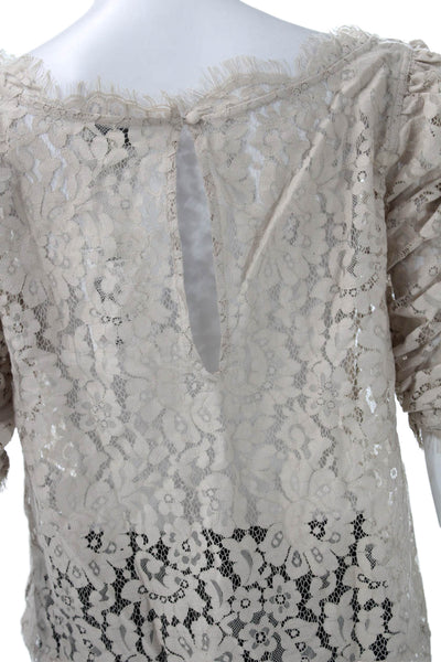 Joie Womens Basic Floral Boat Neck Button Nylon Blouse 3/4 Sleeve Size M