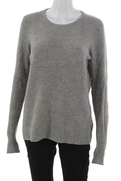 White + Warren Women Cashmere Pullover Sweater Gray Crewneck Long Sleeve Size L