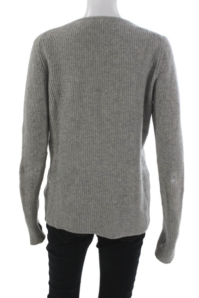 White + Warren Women Cashmere Pullover Sweater Gray Crewneck Long Sleeve Size L