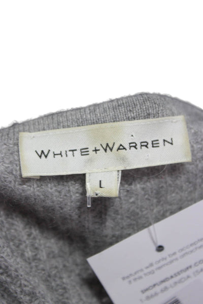 White + Warren Women Cashmere Pullover Sweater Gray Crewneck Long Sleeve Size L