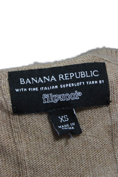 Banana Republic Womens Merino Wool Pullover Sweater Beige Size XS Petite