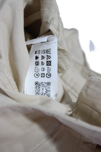Zara Womens Cropped Beige Cotton Pants Button Closure Size XS
