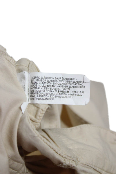 Zara Womens Cropped Beige Cotton Pants Button Closure Size XS