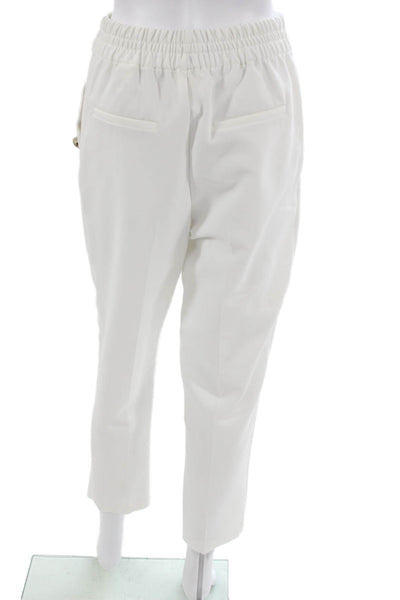 Zara Women Cropped Pants White Polyester Pull On Size XS