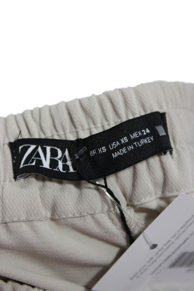 Zara Women Beige Jogger Pants Polyester Drawstring Size XS