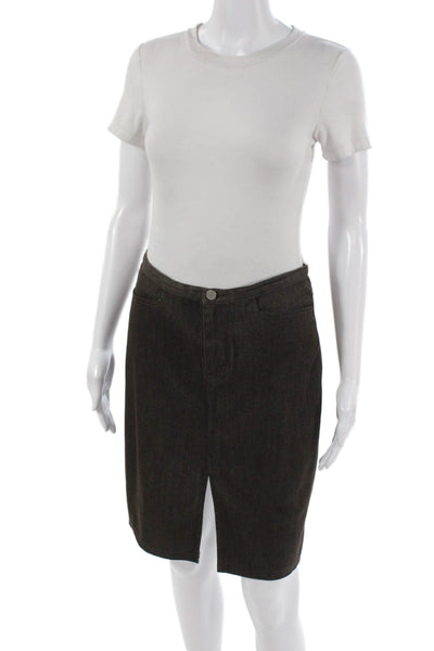 Ralph Lauren Sport Womens Straight Pencil Mini Skirt Brown Cotton Button Size 2