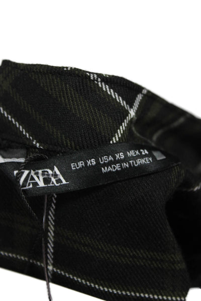 Zara Womens Shift Mini Dress Black Plaid High Neck Longsleeve Polyester Size XS