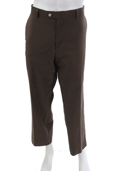 Peter Millar Mens Khakis Brown Polyester Button Inseam 28 Size 36
