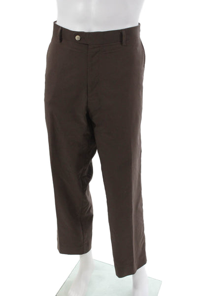 Peter Millar Mens Khakis Brown Polyester Button Inseam 28 Size 36