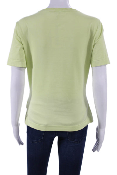 Escada Womens Basic V-Neck Short Sleeve Green Cotton T-Shirt Size 36