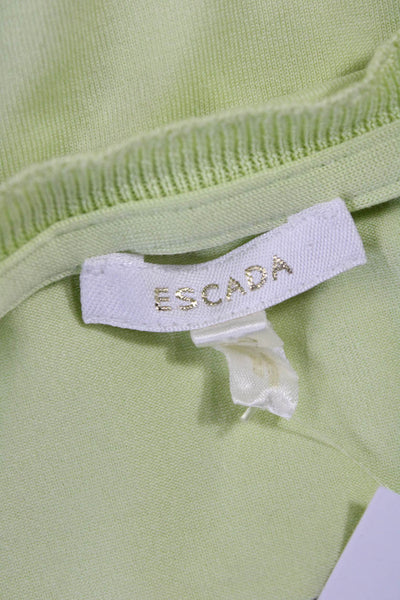 Escada Womens Basic V-Neck Short Sleeve Green Cotton T-Shirt Size 36