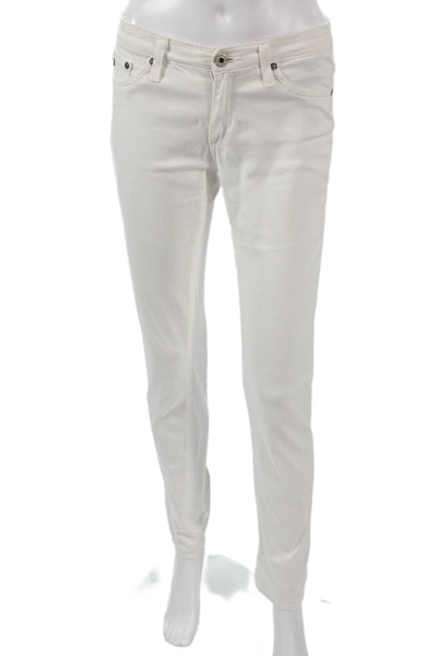 AG Adriano Goldschmied Womens Skinny White Jeans Mid Rise Cotton Blend Size 26