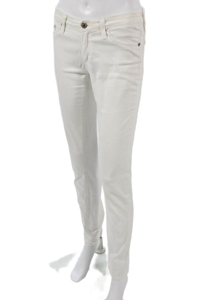 AG Adriano Goldschmied Womens Skinny White Jeans Mid Rise Cotton Blend Size 26