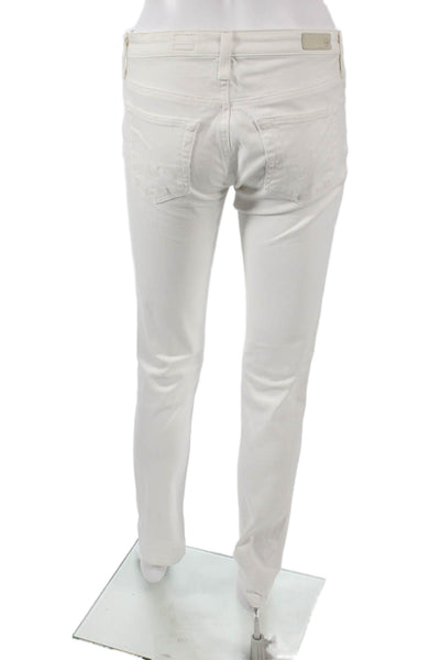 AG Adriano Goldschmied Womens Skinny White Jeans Mid Rise Cotton Blend Size 26