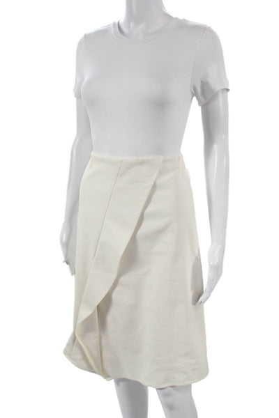 Tibi Womens Wrap Skirt White Cotton Zip Knee Length Size 0