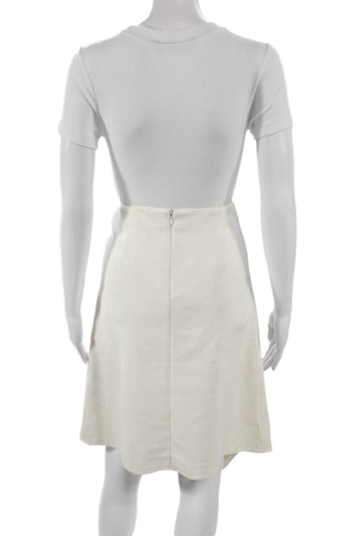 Tibi Womens Wrap Skirt White Cotton Zip Knee Length Size 0