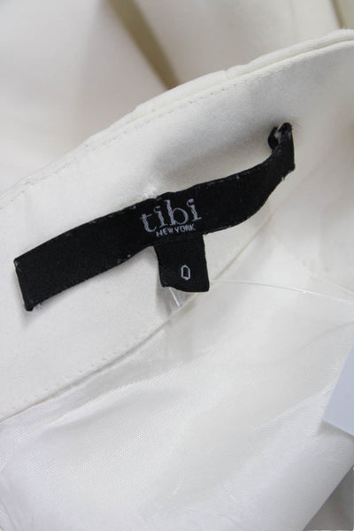 Tibi Womens Wrap Skirt White Cotton Zip Knee Length Size 0