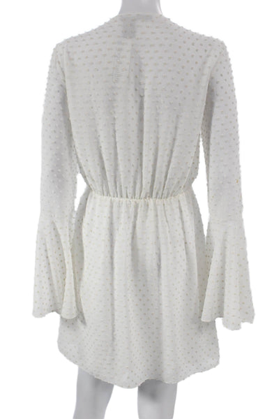 Jay Godfrey Women Wrap Dress White V Neck Long Sleeve Polyester Size 8