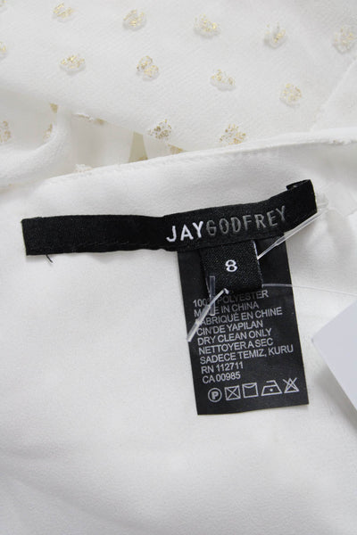 Jay Godfrey Women Wrap Dress White V Neck Long Sleeve Polyester Size 8