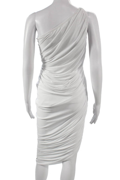 Norma Kamali Women Bodycon White One Shoulder Midi Dress Sleeveless Size S