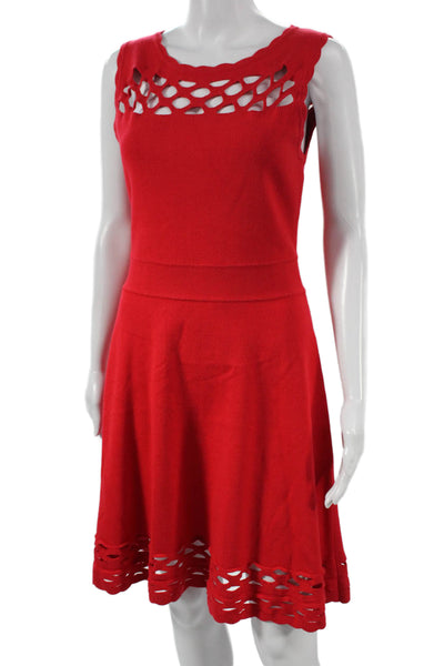 Milly Womens Fit & Flare Sleeveless Red Viscose Dress Size M