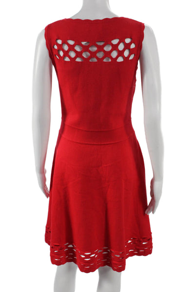 Milly Womens Fit & Flare Sleeveless Red Viscose Dress Size M