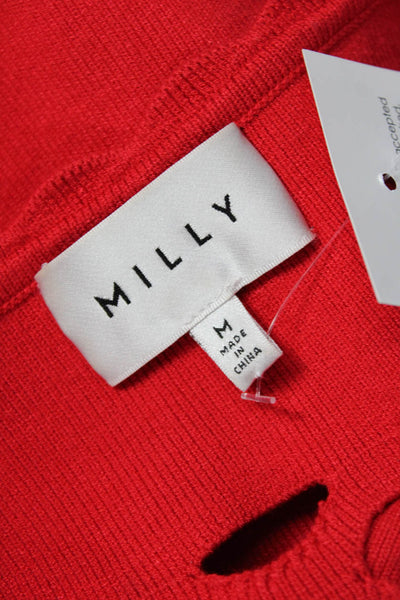 Milly Womens Fit & Flare Sleeveless Red Viscose Dress Size M