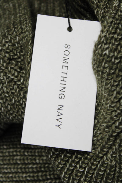 Something Navy Womens Green V-Neck Cotton Pullover Sweater Long Sleeve Size M