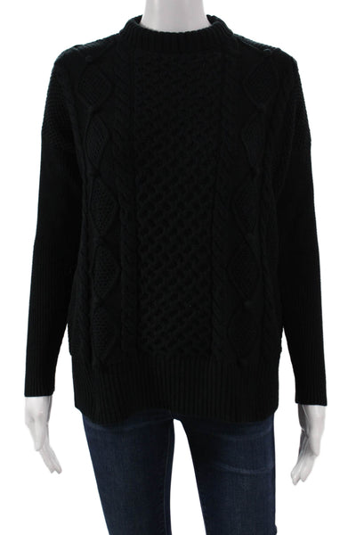 J Crew Womens Black Cotton High Neck Pullover Sweater Long Sleeve Size XS
