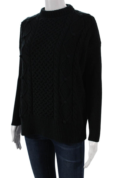 J Crew Womens Black Cotton High Neck Pullover Sweater Long Sleeve Size XS